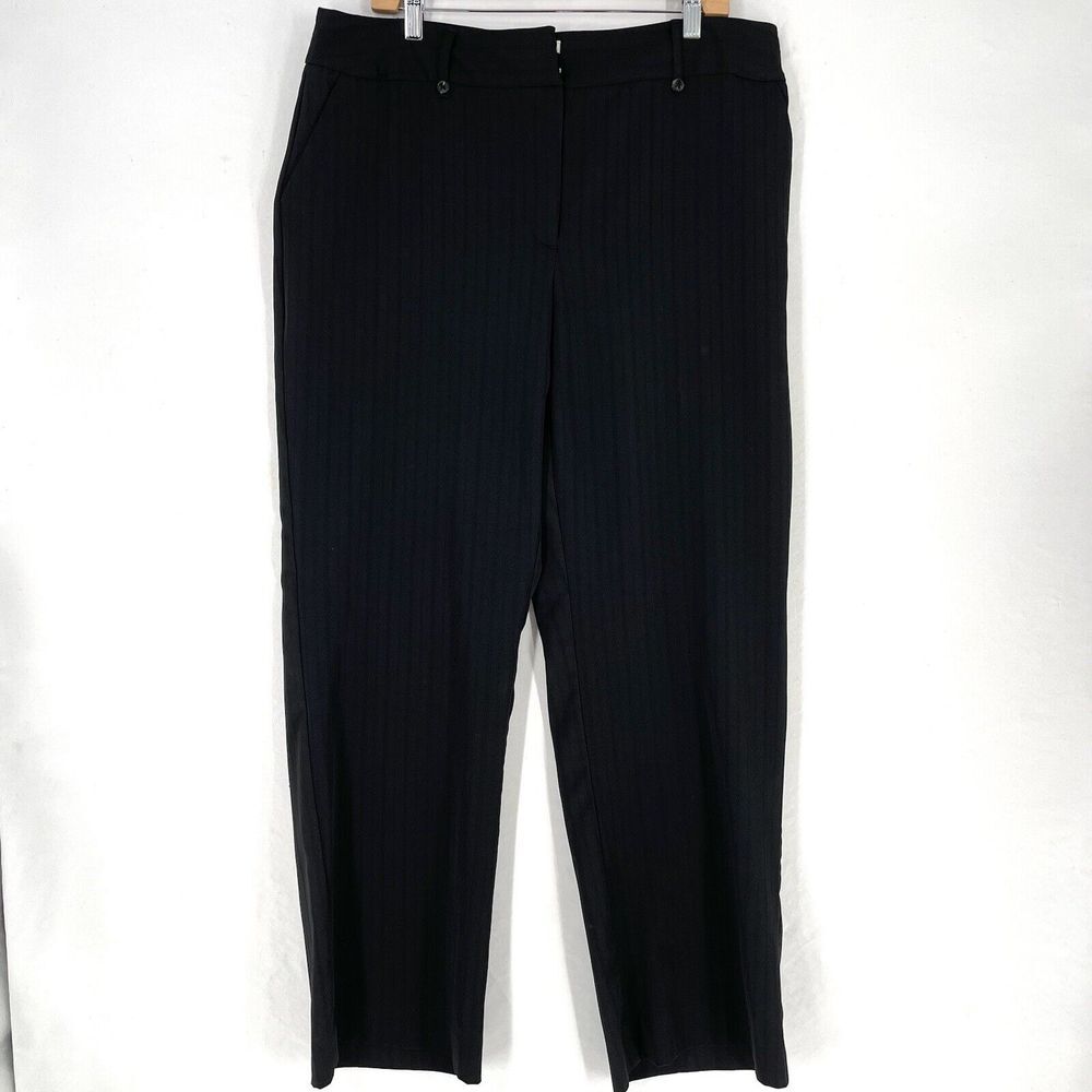 George Pinstripe Pants Slacks Women's Size 18 Black‎ Classic Career Basic Office